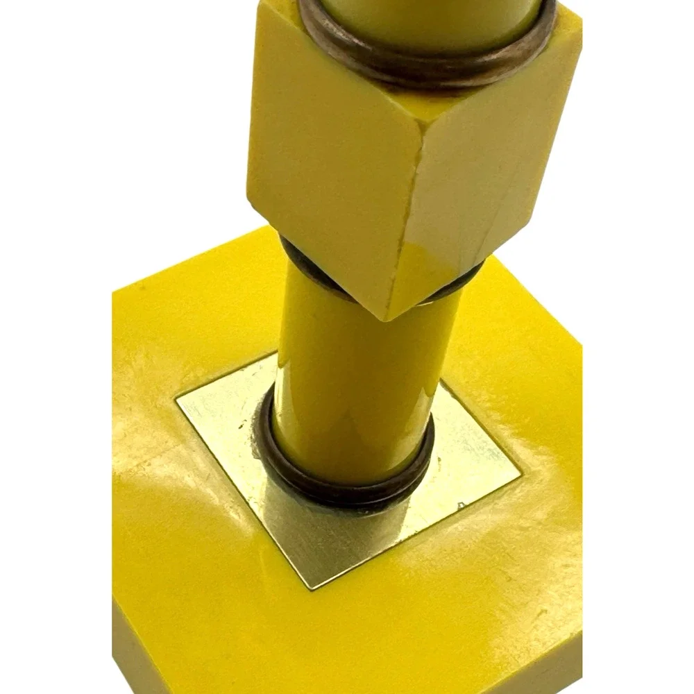 Vintage Yellow Vanity Mirror 1970s Celluloid Footed Brass 11
